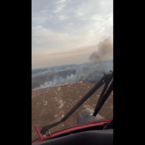 Video Incendiul de vegetație din Delta Dunării, în zona Chilia, s-a reaprins: elicopter Black Hawk solicitat. De la ce a pornit focul sâmbătă