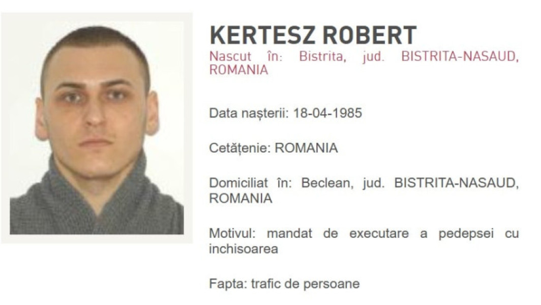 Fugar din Bistrița-Năsăud adus în țară pentru executarea unei pedepse de 6 ani