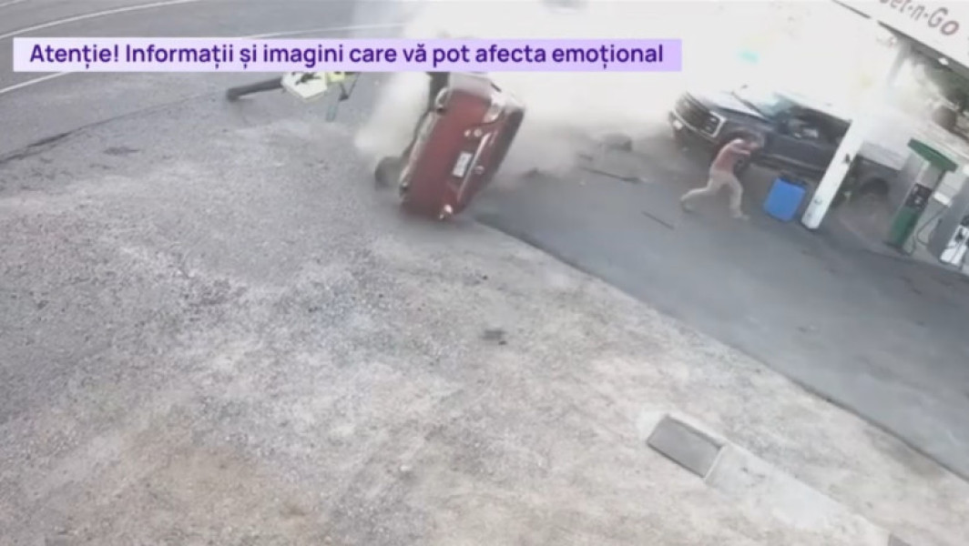 Șofer scapă ca prin minune dintr-un accident violent la o benzinărie din Nebraska